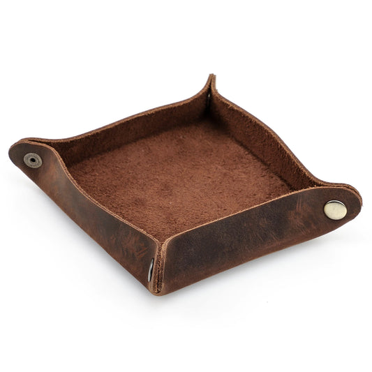 Valet Tray Storage Organizer Multi Use Genuine Leather Catchall Tray