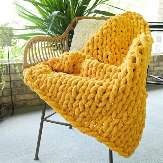 Factory Wholesale  Chunky Chenille Yarn Knit Throw Blanket