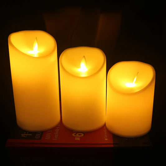 3pcs/Set Flameless LED Candle Lamp Swing Flame Yellow LED