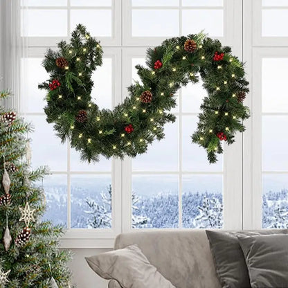 1.8M DIY Christmas Garland Outdoor Artificial Pine Garland Thick Battery