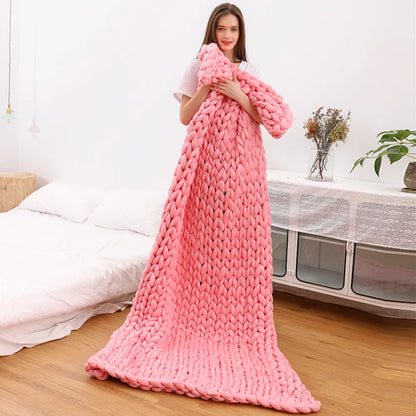 6cm Fashion Hand Wool Knitted Blanket Thick Yarn Merino Wool Blanket