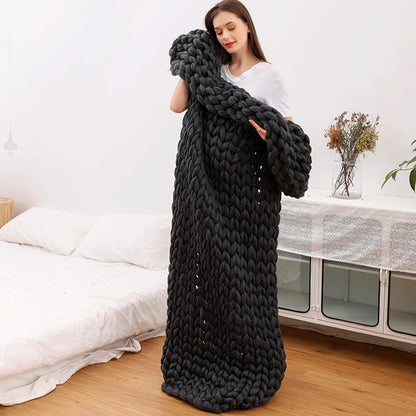 6cm Fashion Hand Wool Knitted Blanket Thick Yarn Merino Wool Blanket