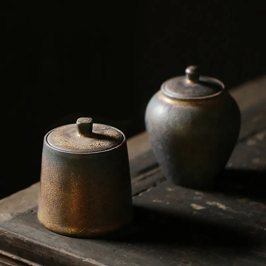 TANGPIN Japanese Ceramic Tea Caddies Vintage Porcelain Tea Canister for Tea